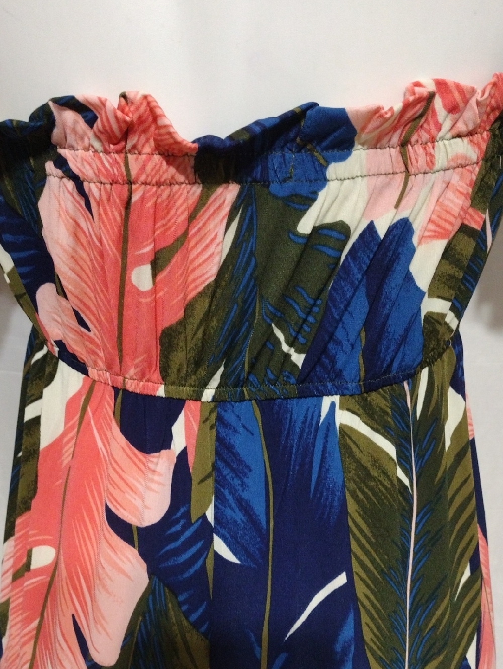 Venus Tropical Leaf Print Off Shoulder High Low Maxi Dress M Resort Vacation - Picture 12 of 16